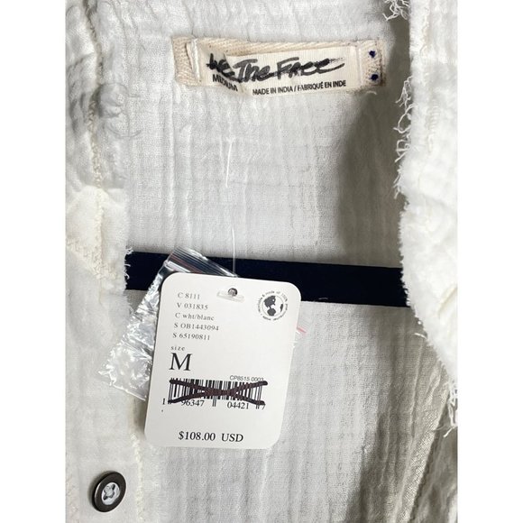 FREE PEOPLE We the Free Summer Daydream Frayed Button Down Shirt WHITE Sz M NWT - Picture 7 of 7